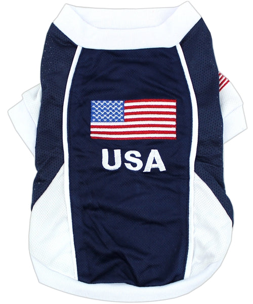 Parisian Pet Team USA Dog T-Shirt-Red, White, & Blue