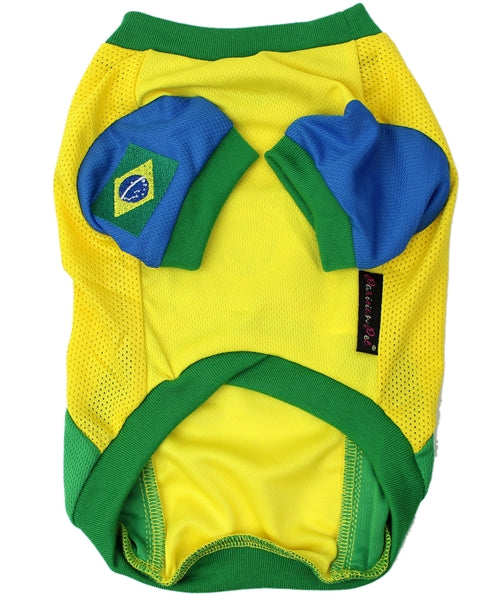 Parisian Pet Team Brazil Dog T-Shirt-Yellow Green