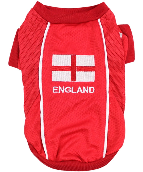 Parisian Pet Team England Jersey for Dogs & Cats – England Flag-Inspired Pet Outfit, Soccer Fan Apparel for Dogs & Cats, White and Red