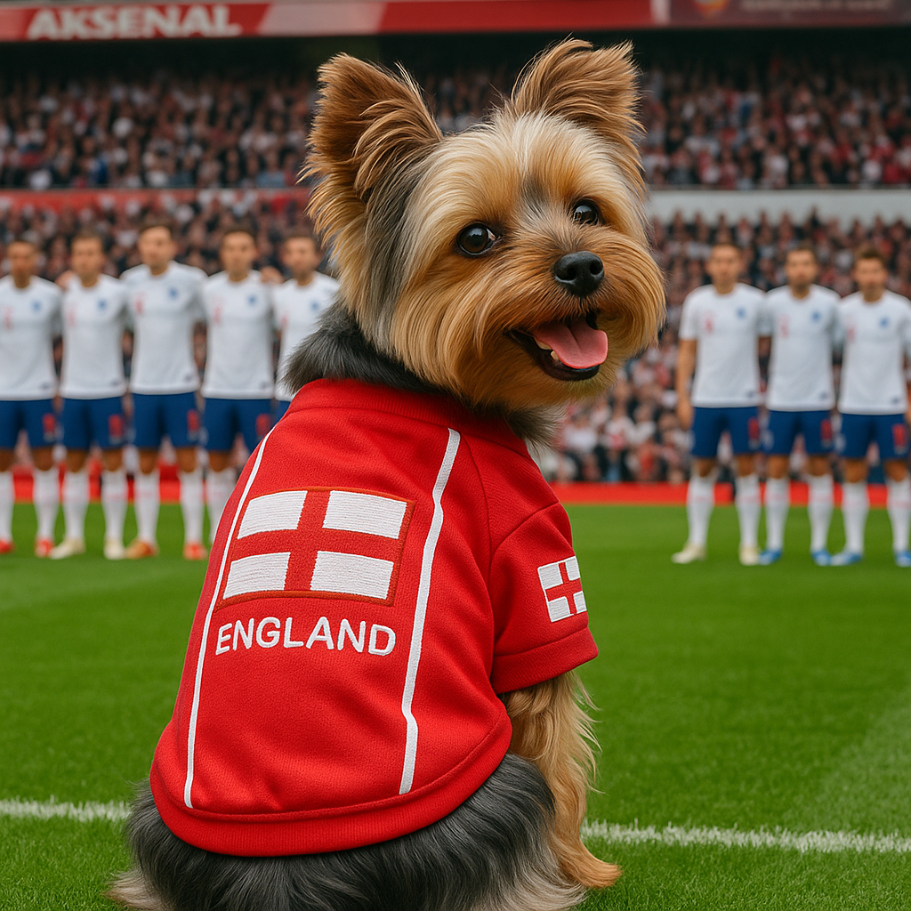 Parisian Pet Team England Jersey-White & Red