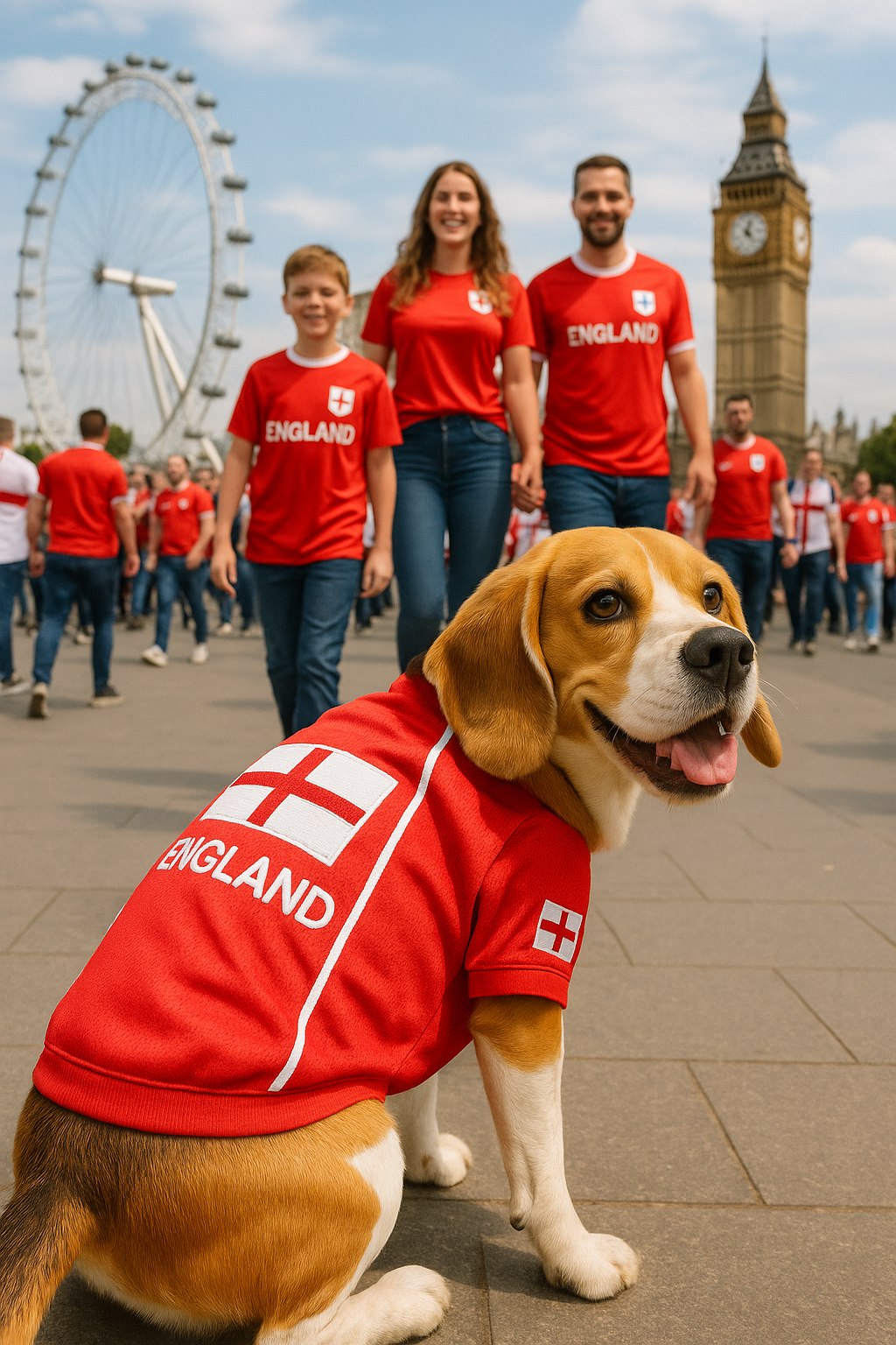Parisian Pet Team England Jersey-White & Red