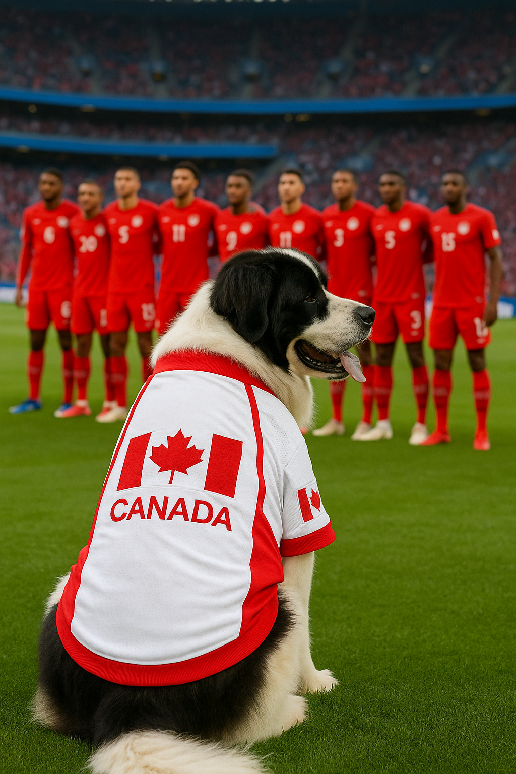 Parisian Pet Team Canada Jersey for Dogs & Cats  Canada Flag-Inspired Pet Outfit, Soccer Fan Apparel for Dogs & Cats, Red and White Design