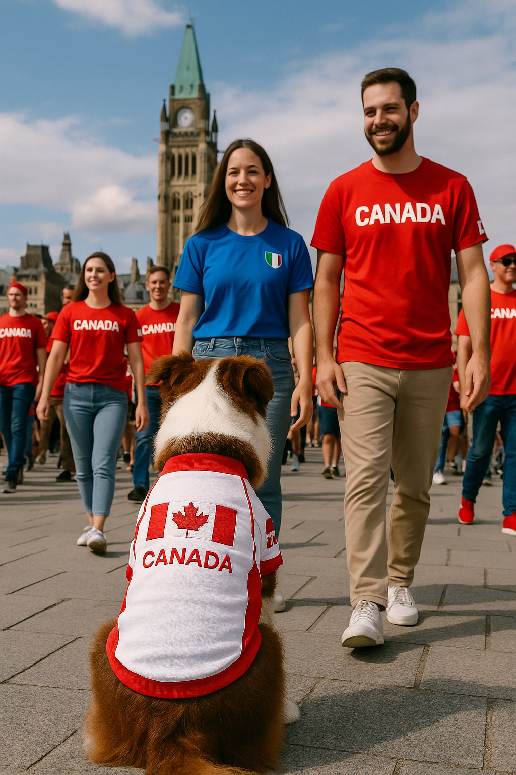 Parisian Pet Team Canada Jersey for Dogs & Cats  Canada Flag-Inspired Pet Outfit, Soccer Fan Apparel for Dogs & Cats, Red and White Design