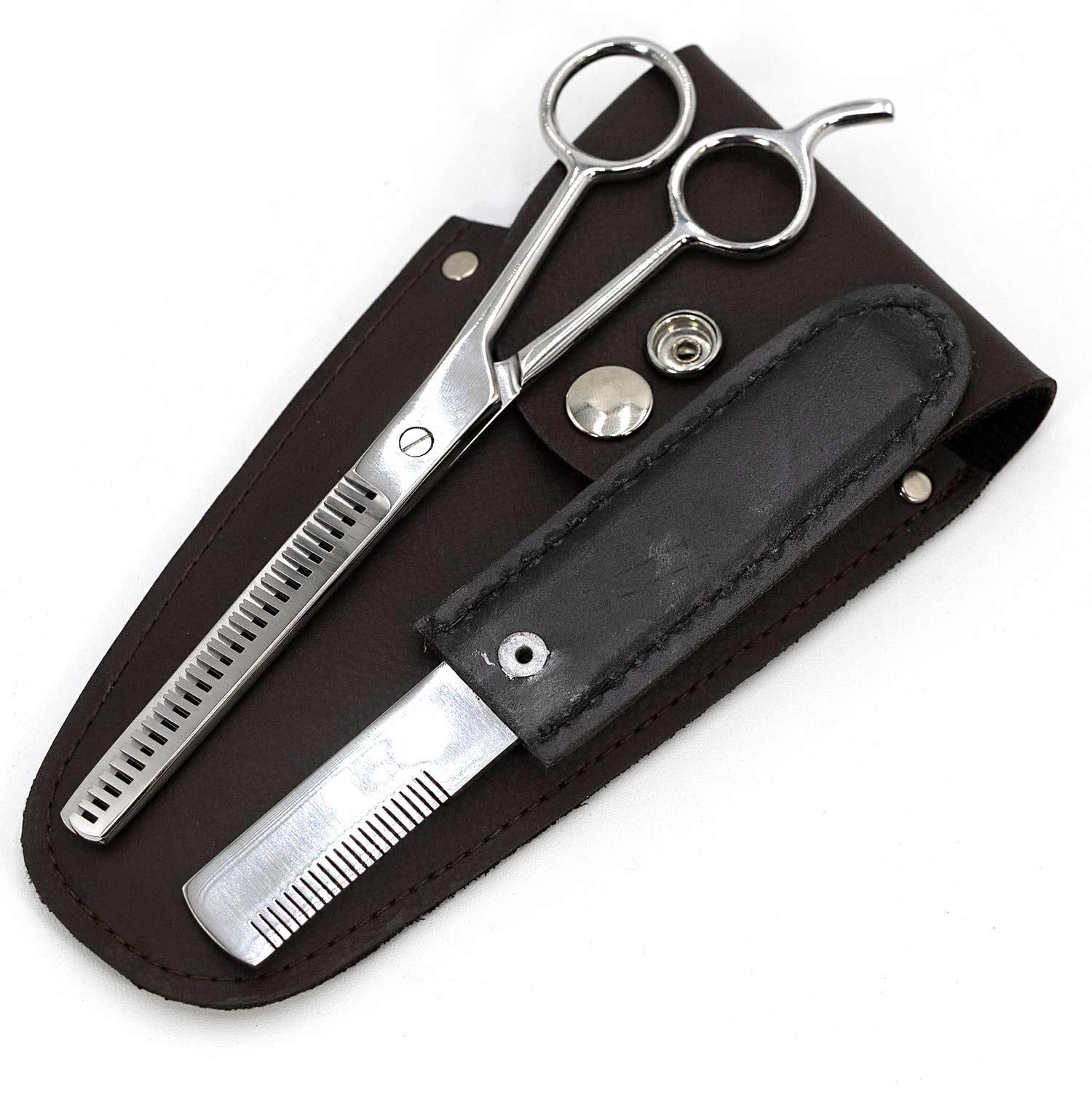 Jeffers Grooming Trim Kit #24412 - Professional Thinning Shears, Stripping Comb & Belt Case