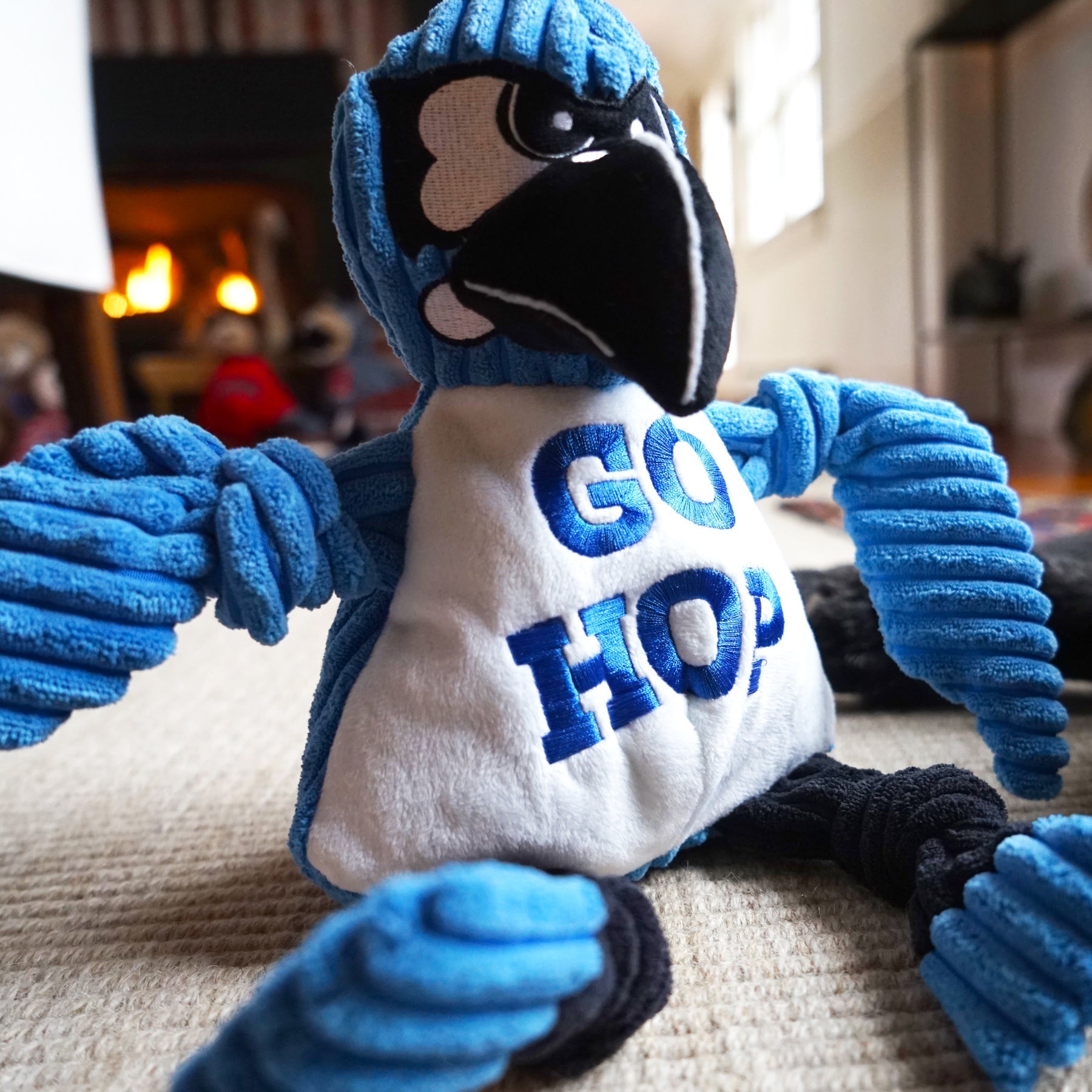 NCAA Mascot Johns Hopkins University, Jay the Blue Jay Knottie Plush Dog Toy