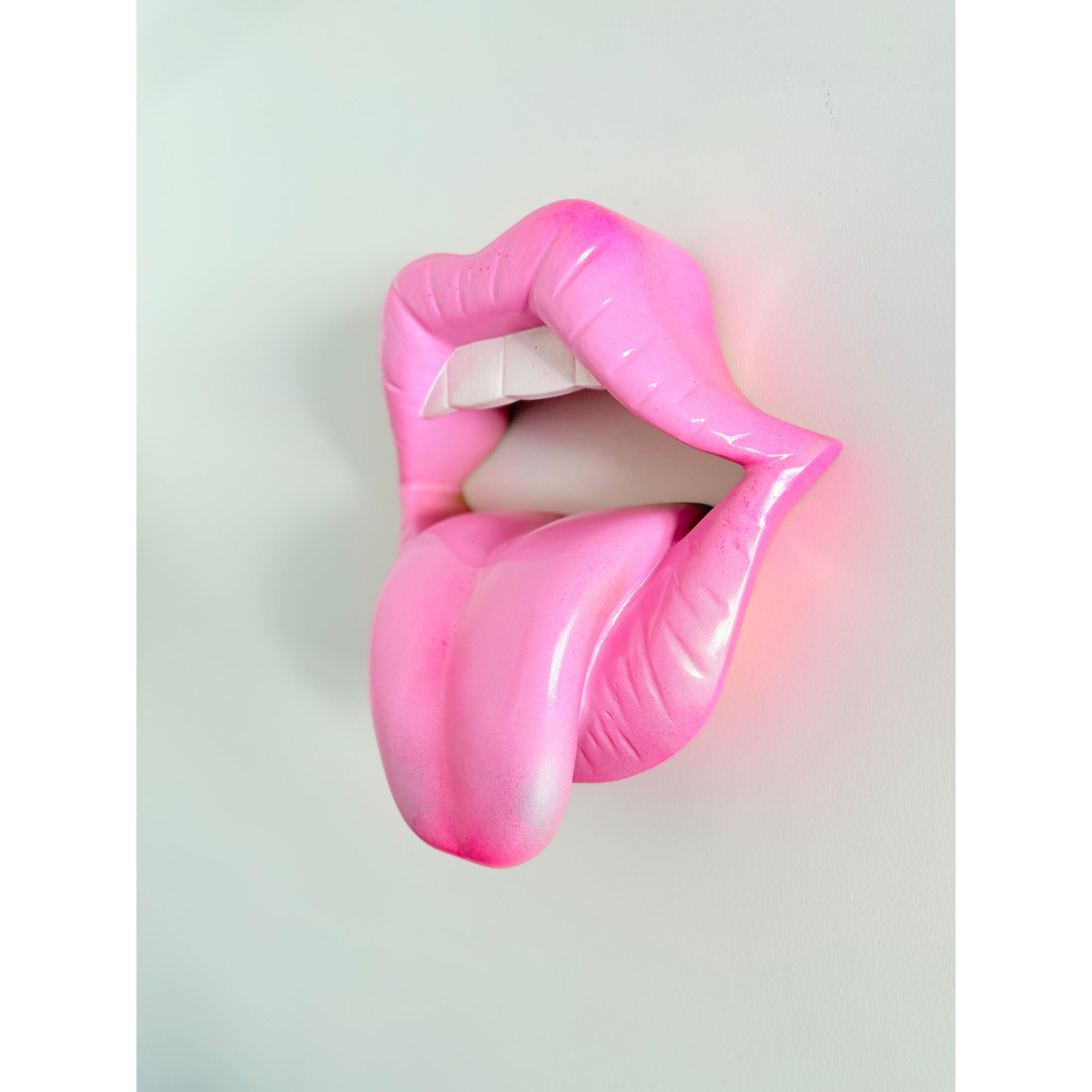 And Iconic Pink Neon Kiss Wall Sculpture