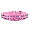 Parisian Pet Spiked Collar for Dogs & Cats – Fashionable Pink Spiked Dog Collar, Durable and Comfortable Faux Leather Design, Pink