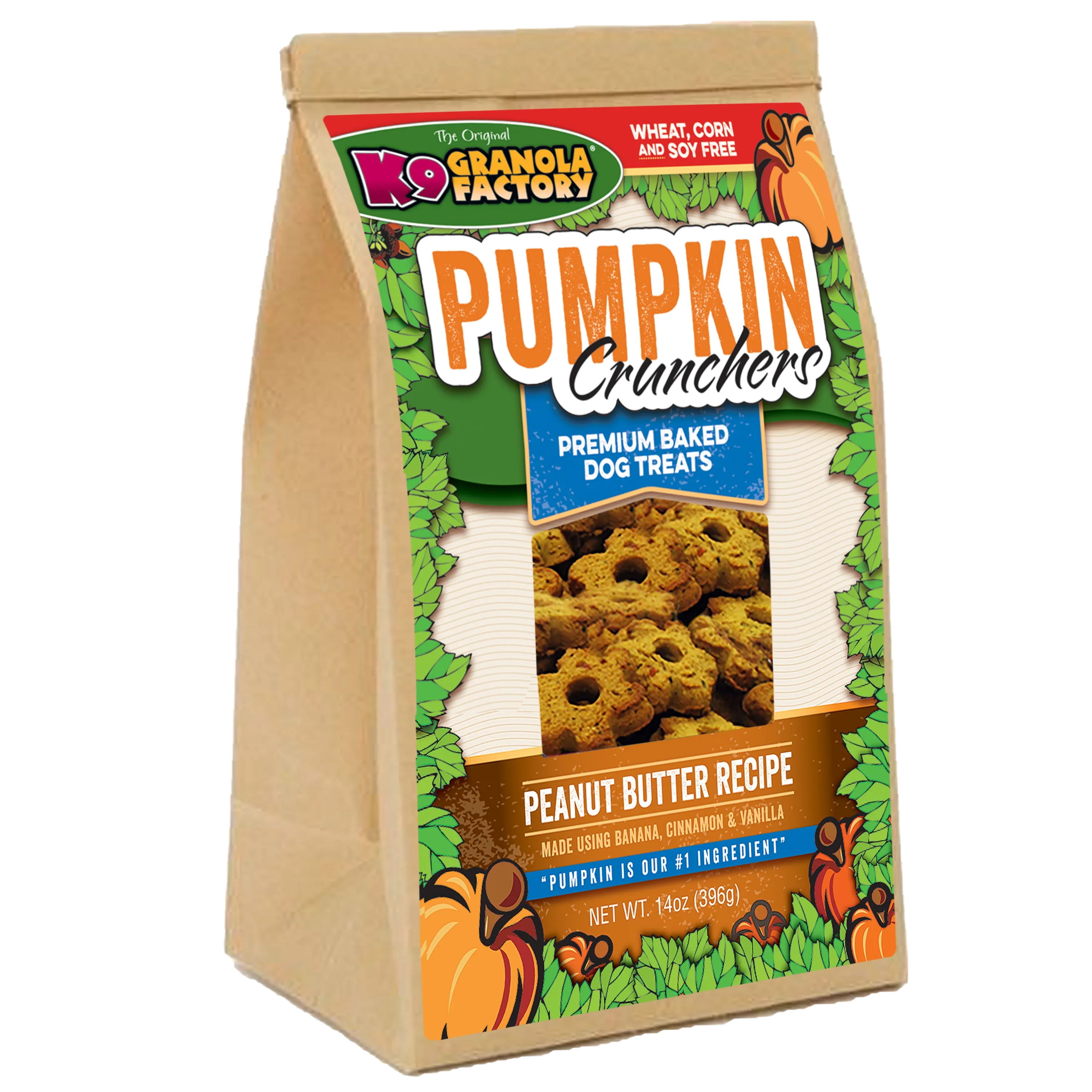 K9 Granola Factory Pumpkin Crunchers, Peanut Butter & Banana Recipe Dog Treats (14oz)