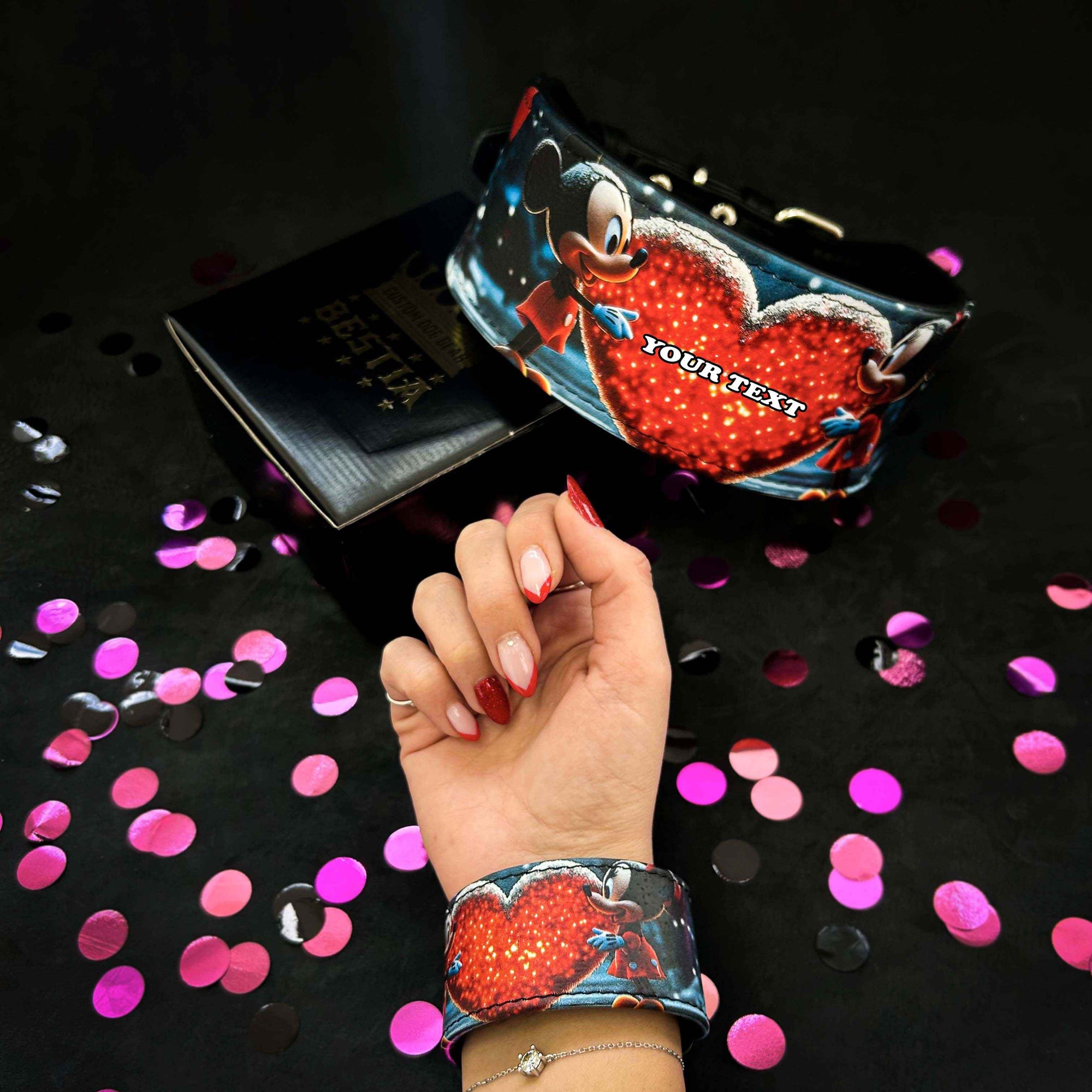 Bestia Mickey Limited Edition Dog Collar & Bracelet Set