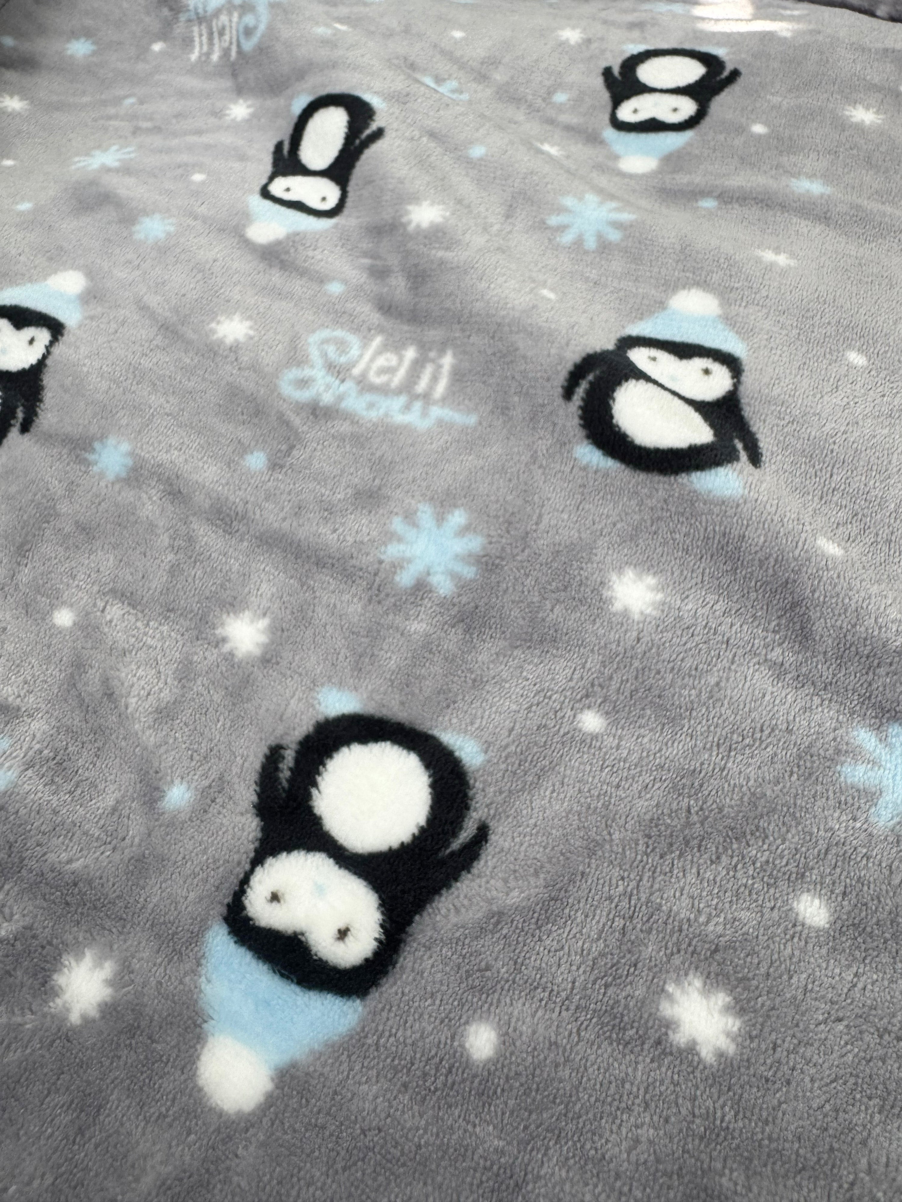 Double Layered Ultra Thick Plush Penguins Blanket