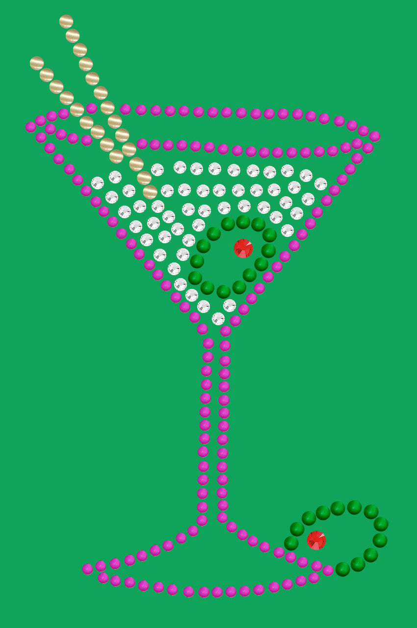 Martini (Fuchsia with Clear Rhinestones) - Bandanna