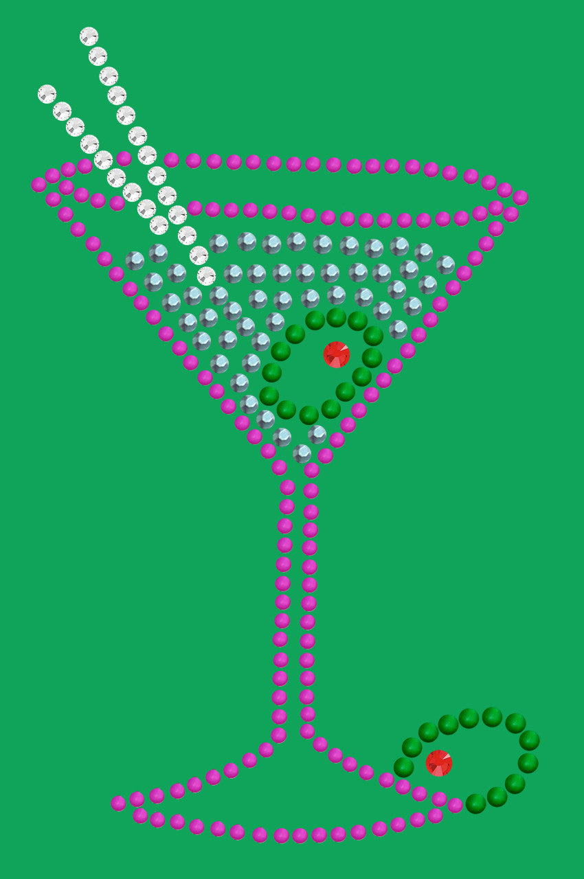 Martini (Fuchsia with Blue Rhinestones) - Bandanna