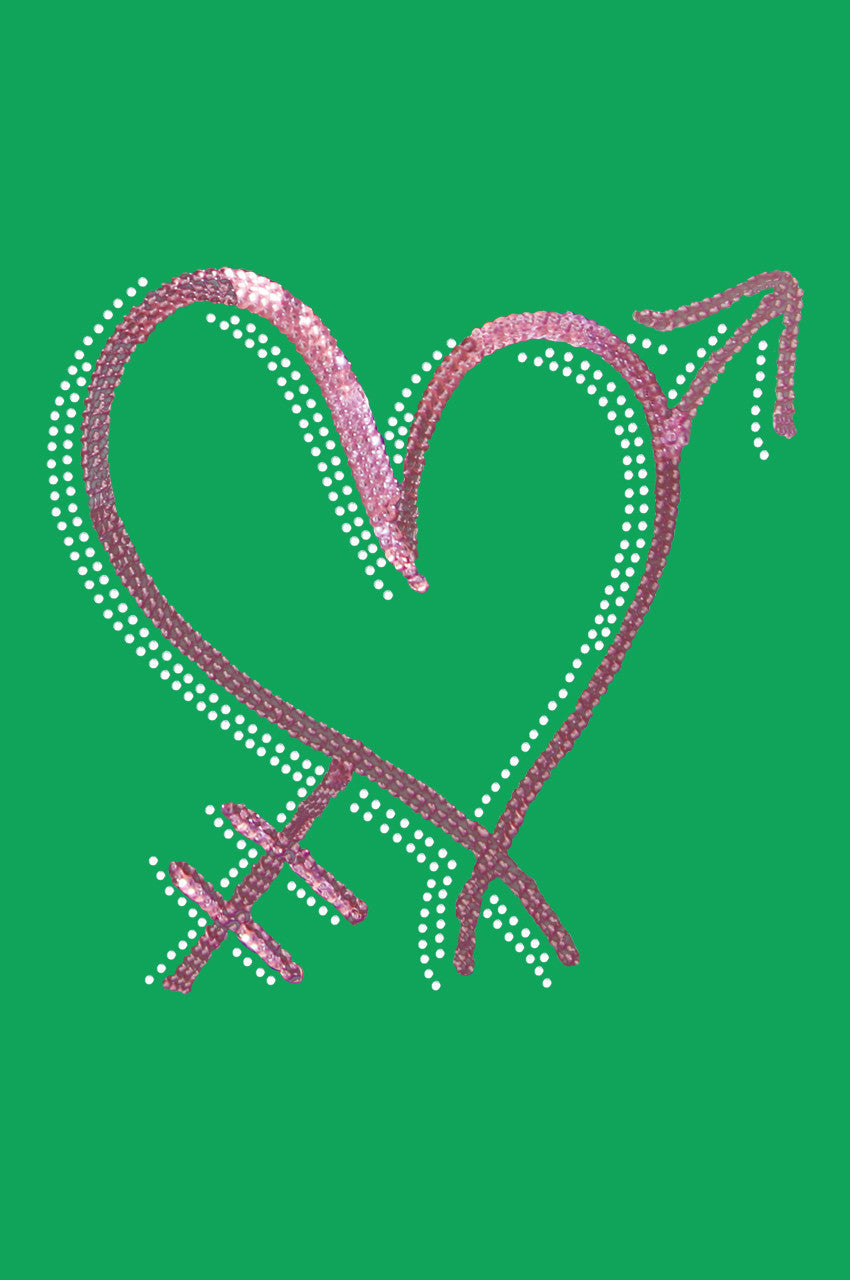Pink Sequin Heart with Arrow Bandanna