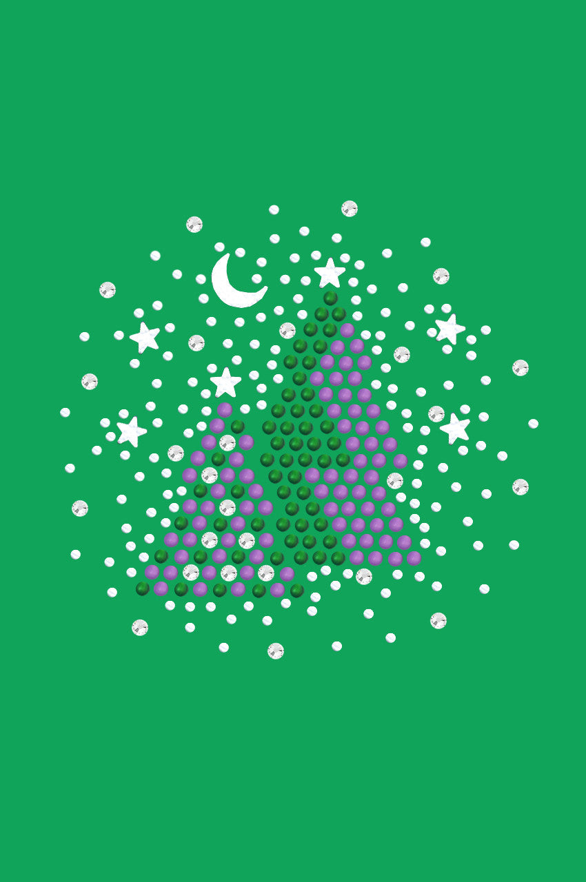 Purple & Green Christmas Trees with Austrian crystal Snowflakes - Bandana