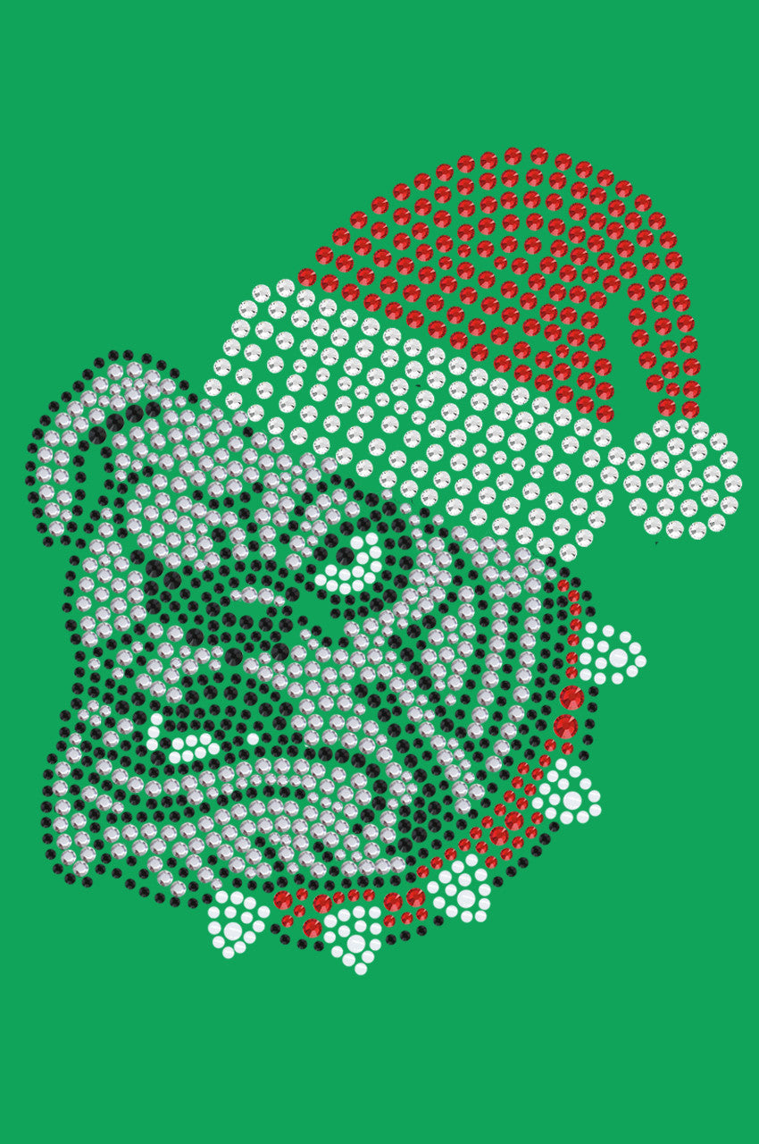 Bulldog Face (White) with Santa Hat - Bandana