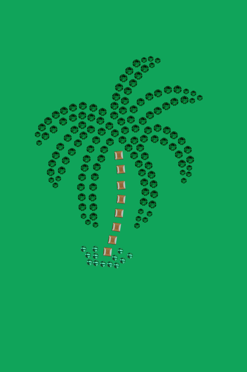 Palm Tree (Green Rhinestones - Small) - Bandanna