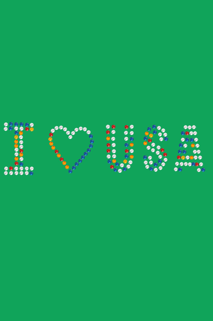 I Love USA (Multicolor Rhinestones) Bandanna