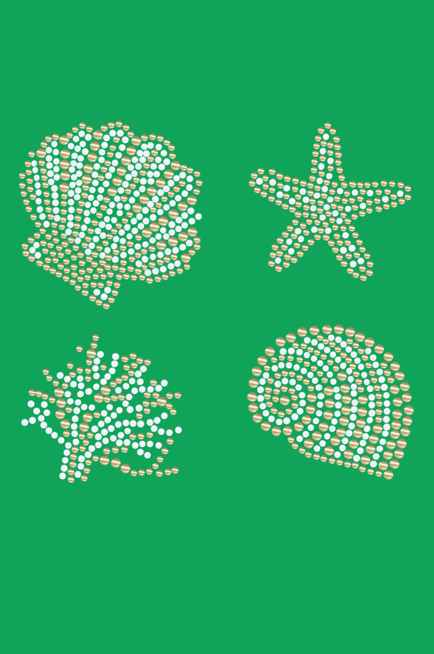 Gold & White Sea Shells - Bandanna