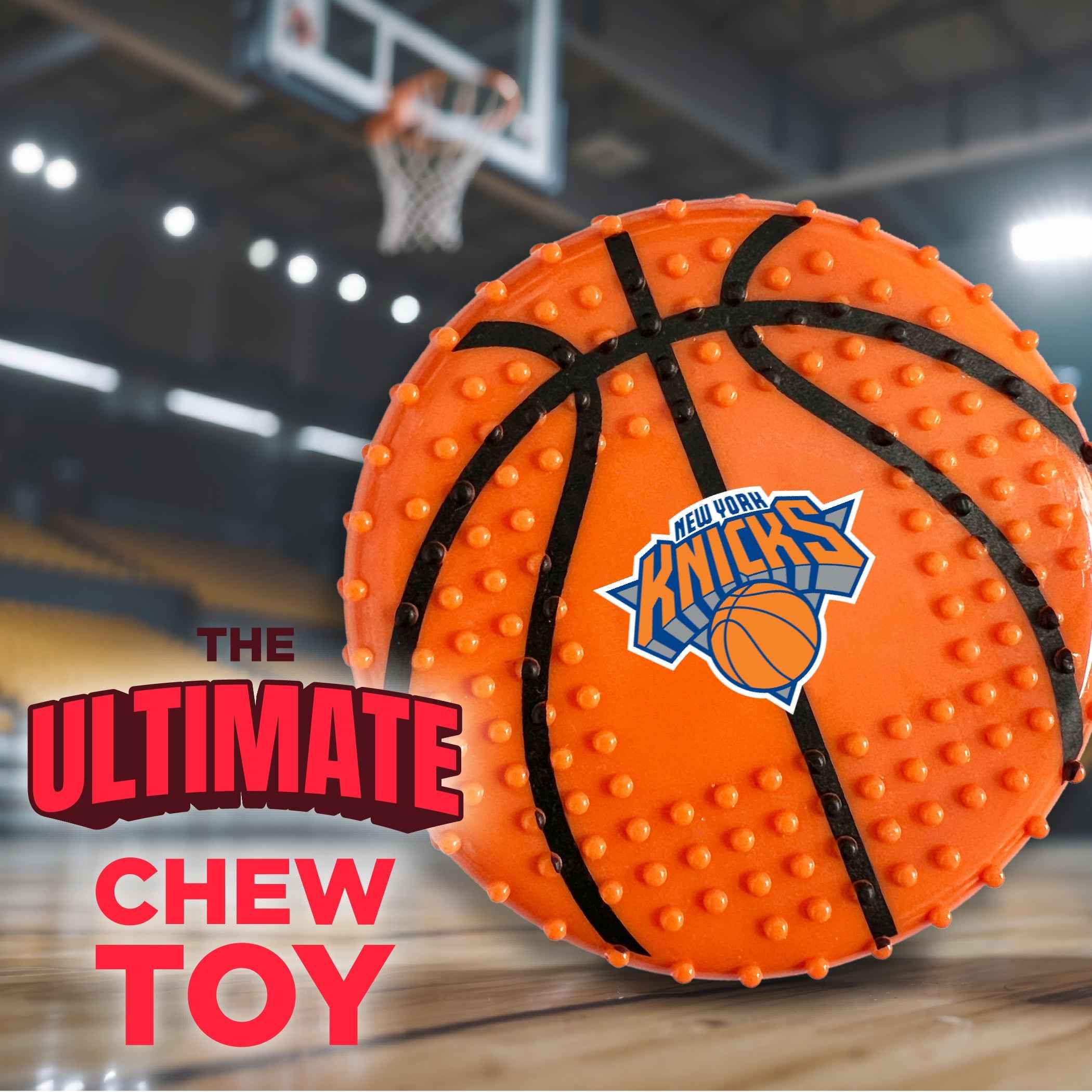 NEW YORK KNICKS HARD NYLON BASKETBALL CHEW TOY