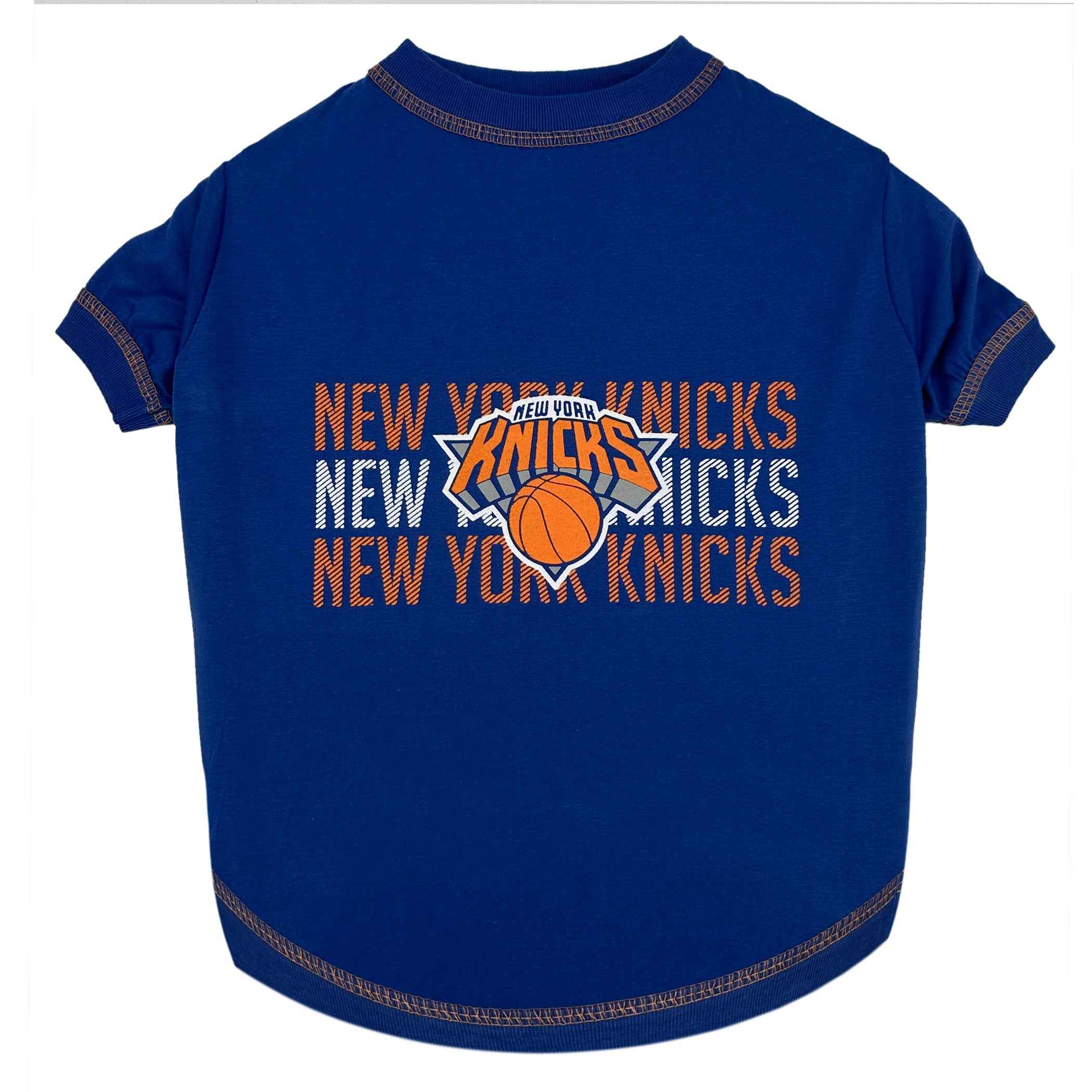 NBA New York Knicks Striped Text Dog T-Shirt