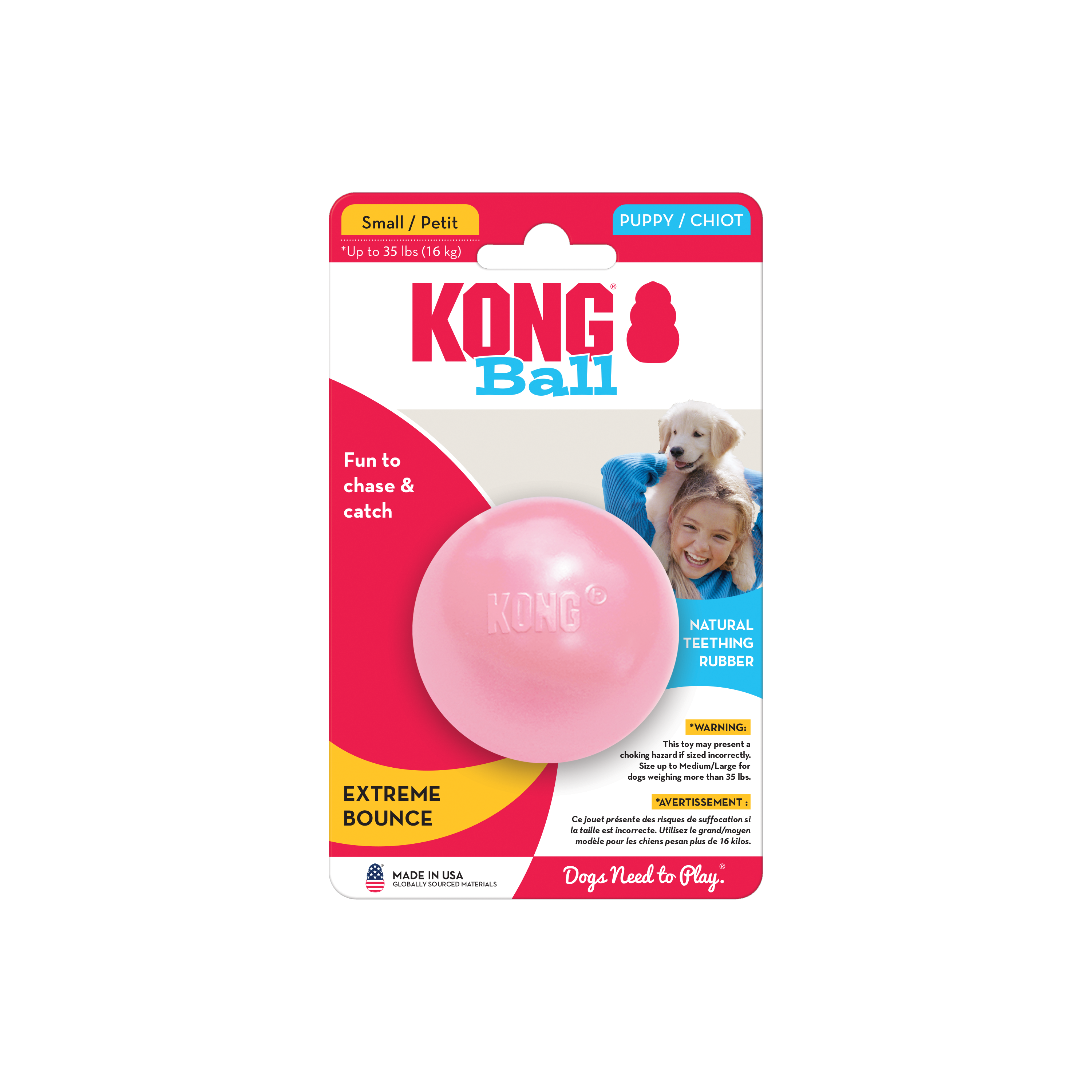 Kong Puppy Ball With Hole Small - HT Animal Supply