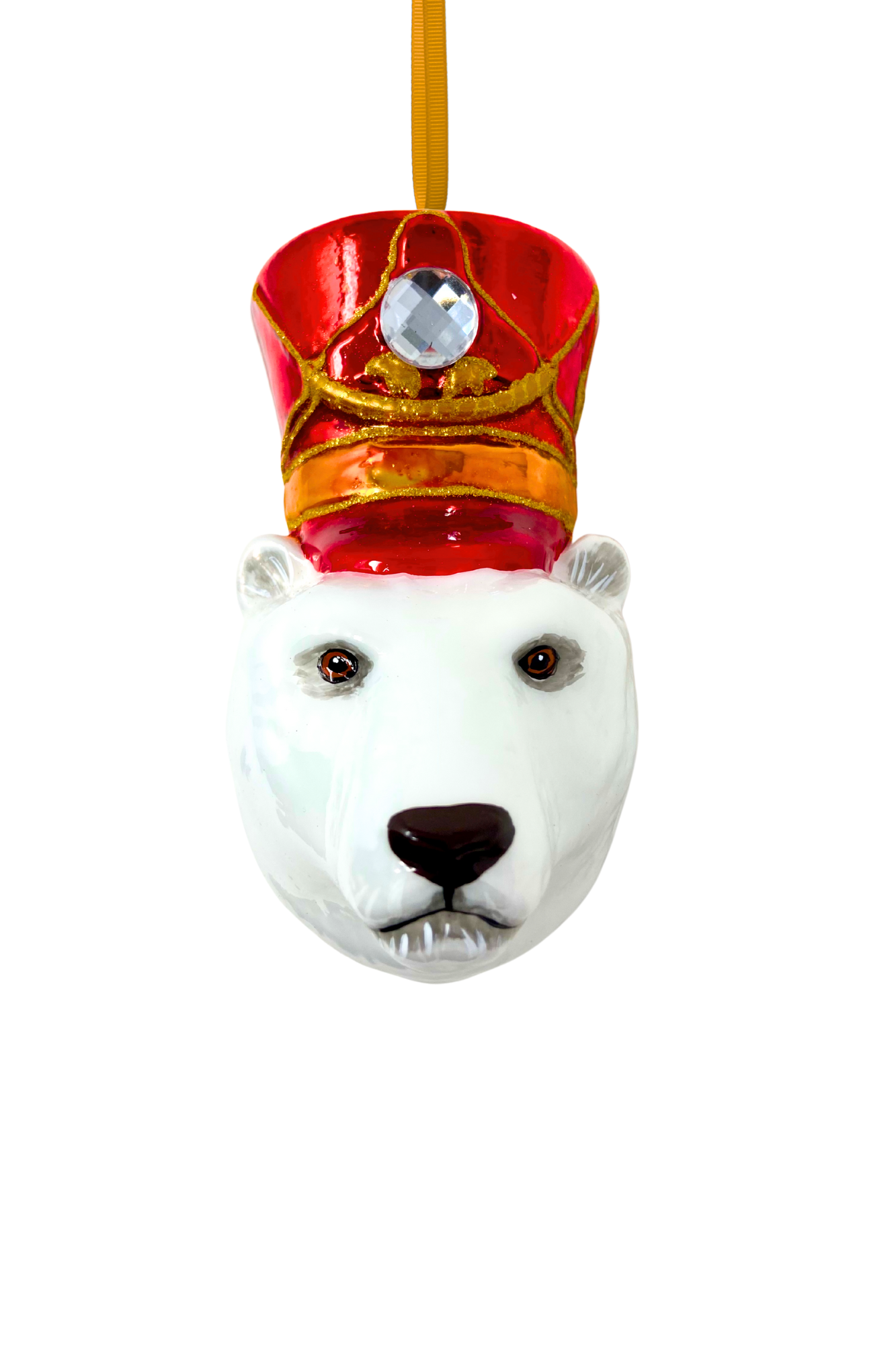 KRG Arctic Polar Bear Head Polish Glass Ornament