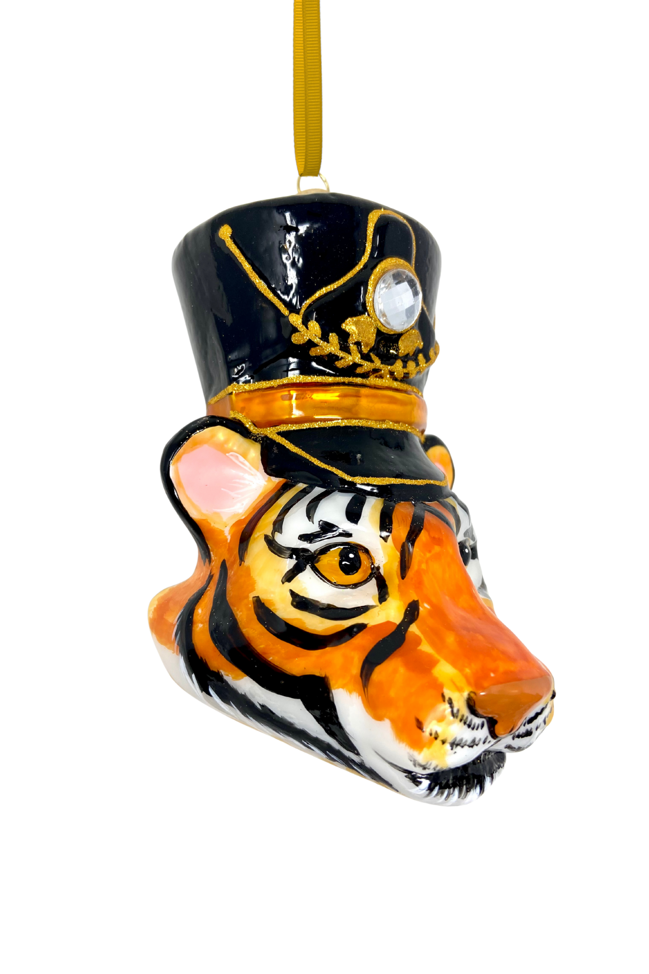 KRG Bengal Tiger Head Polish Glass Ornament