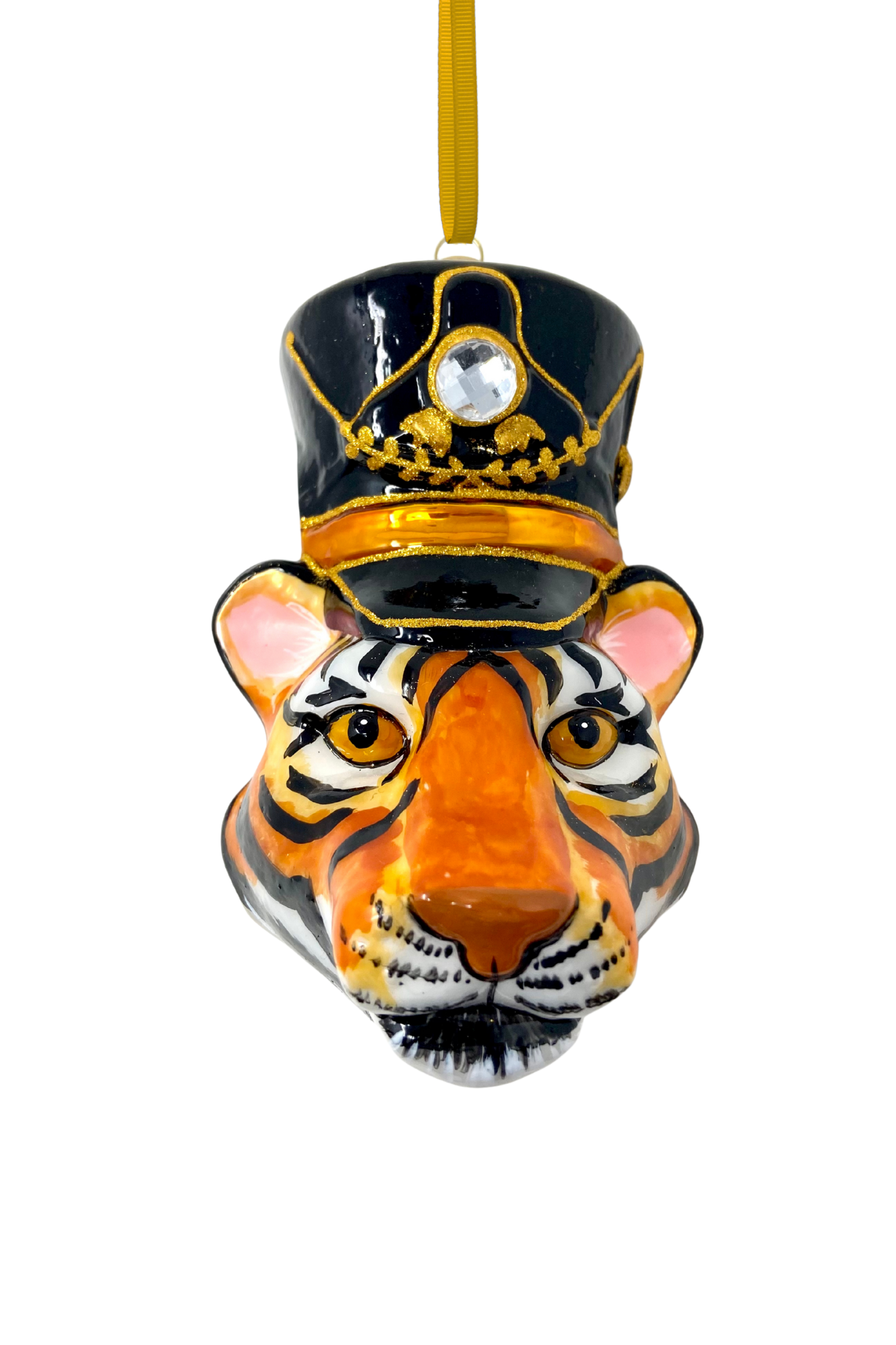 KRG Bengal Tiger Head Polish Glass Ornament
