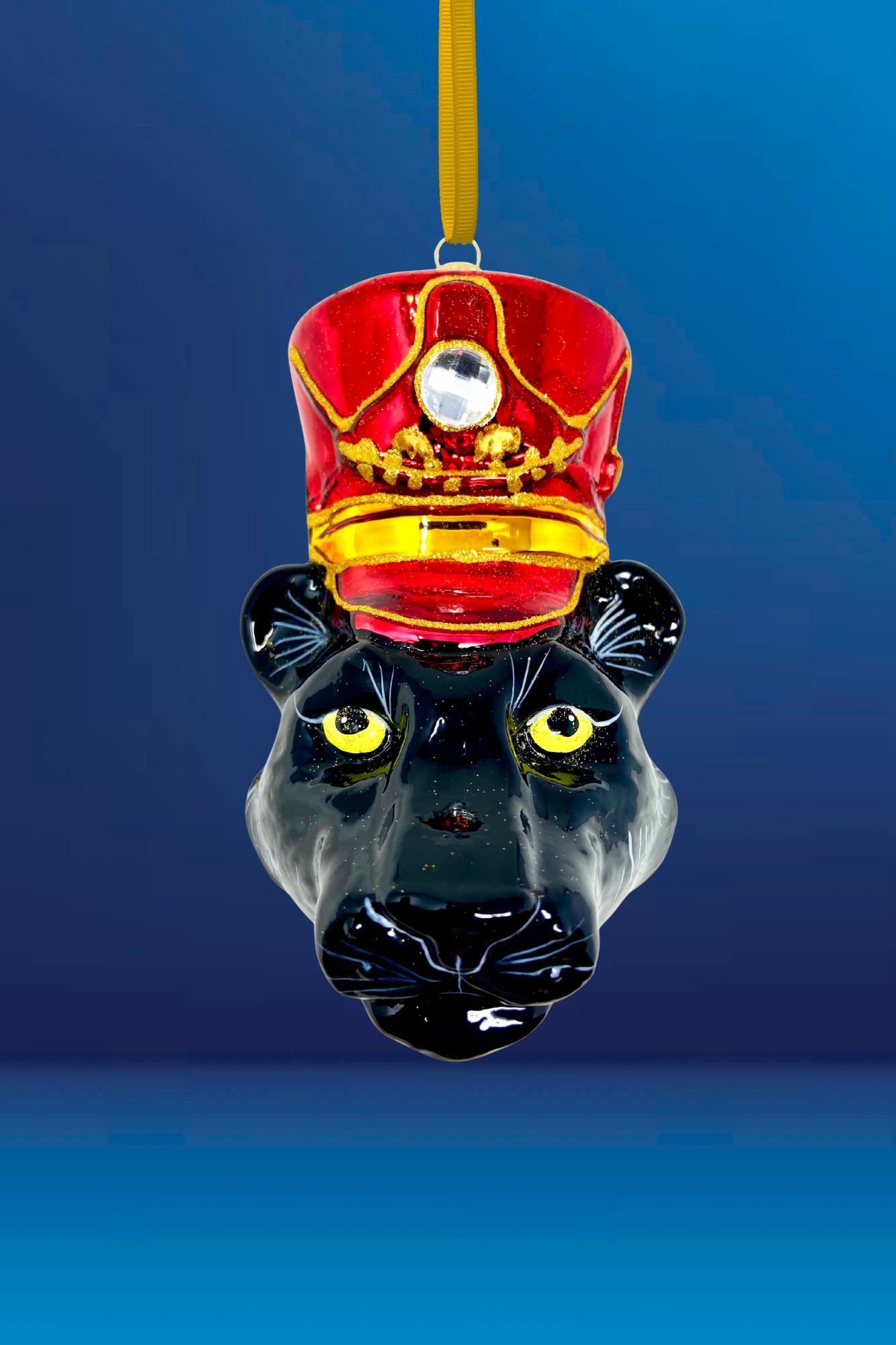 KRG Black Panther Head Polish Glass Ornament