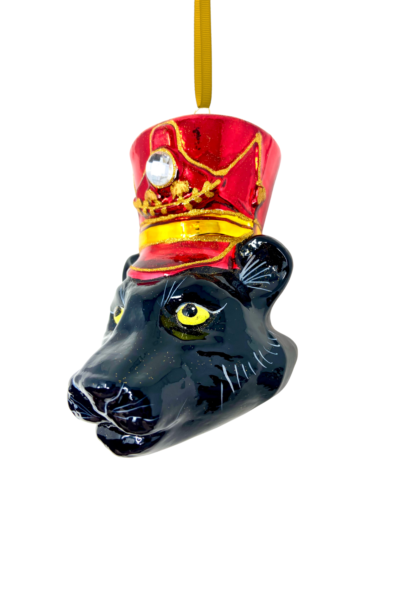 KRG Black Panther Head Polish Glass Ornament