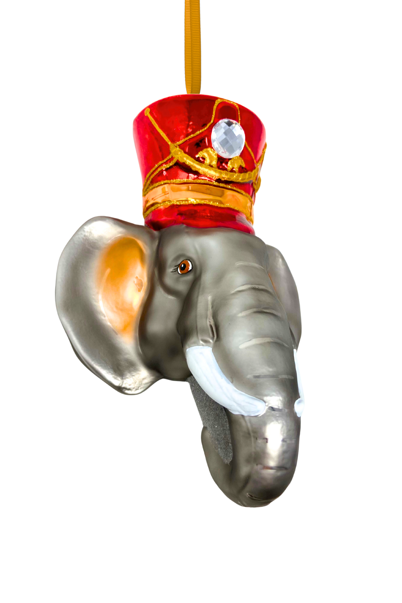 KRG Elephant Head Polish Glass Ornament