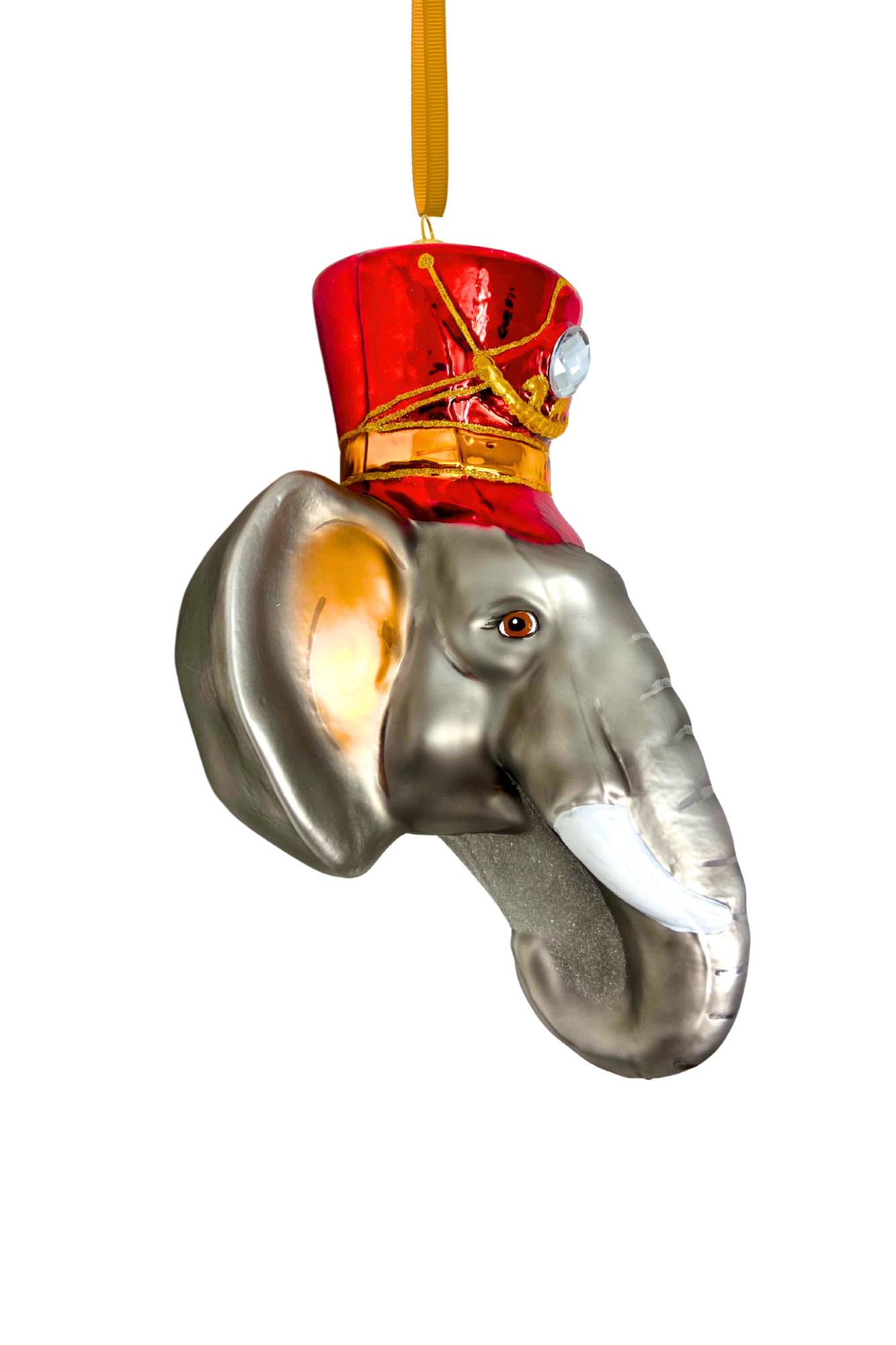 KRG Elephant Head Polish Glass Ornament
