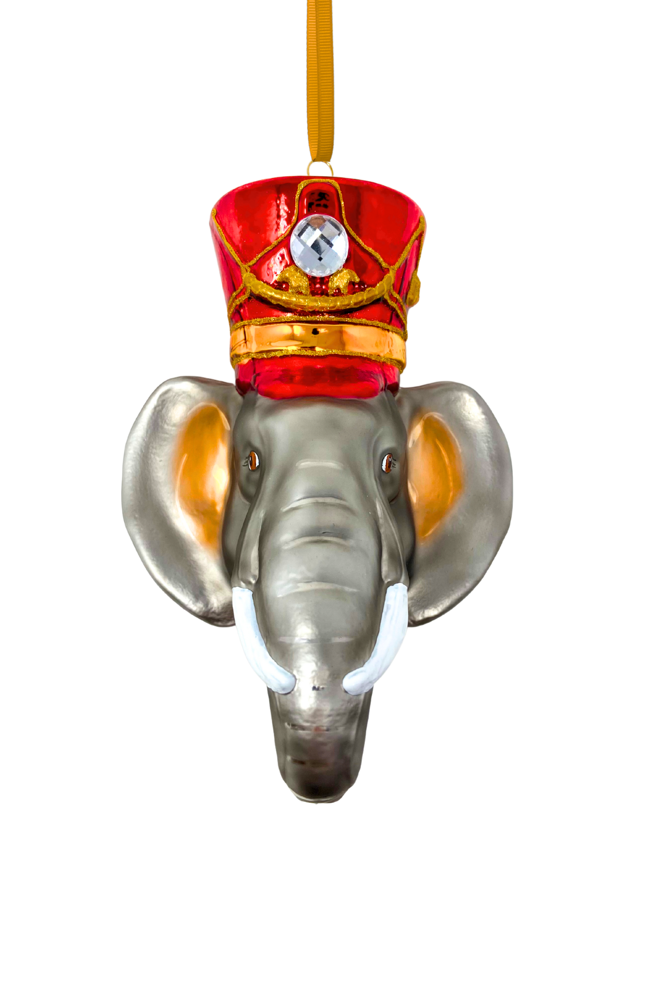 KRG Elephant Head Polish Glass Ornament