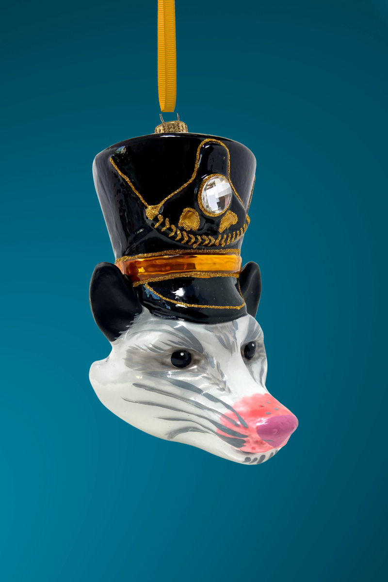 KRG Opossum Head Polish Glass Ornament