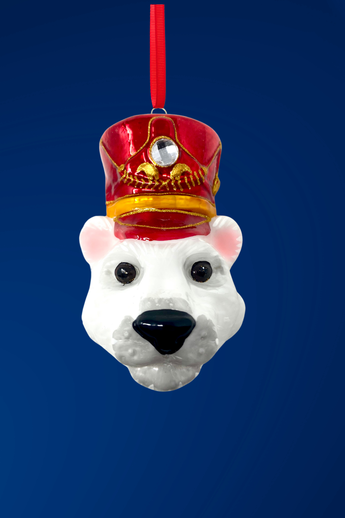 KRG Polar Bear Head Polish Glass Ornament