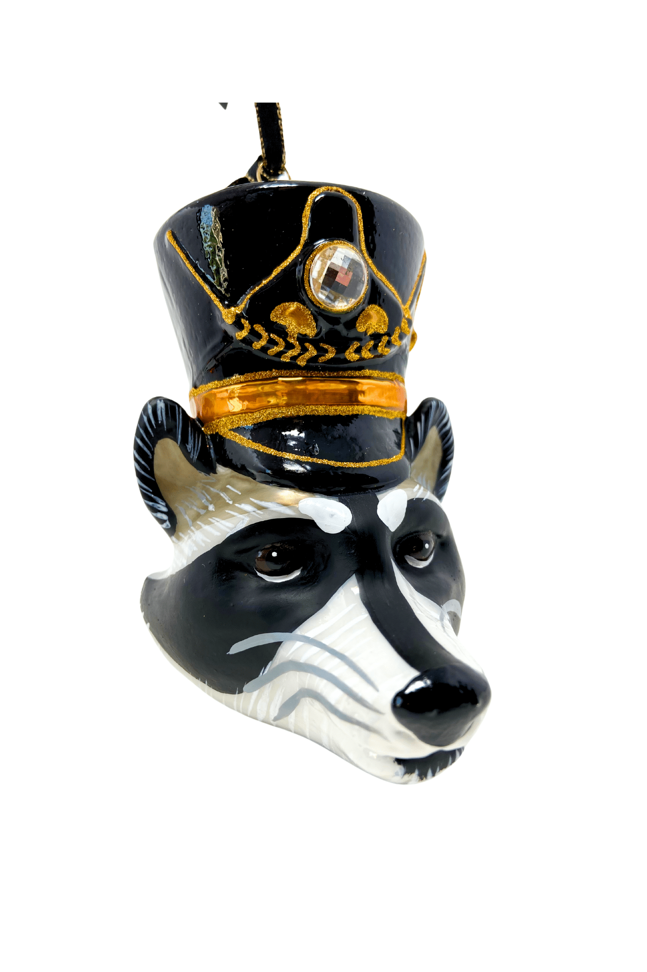 KRG Raccoon Head Polish Glass Ornament