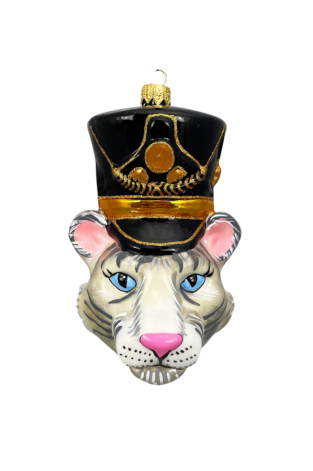KRG White Tiger Head Polish Glass Ornament