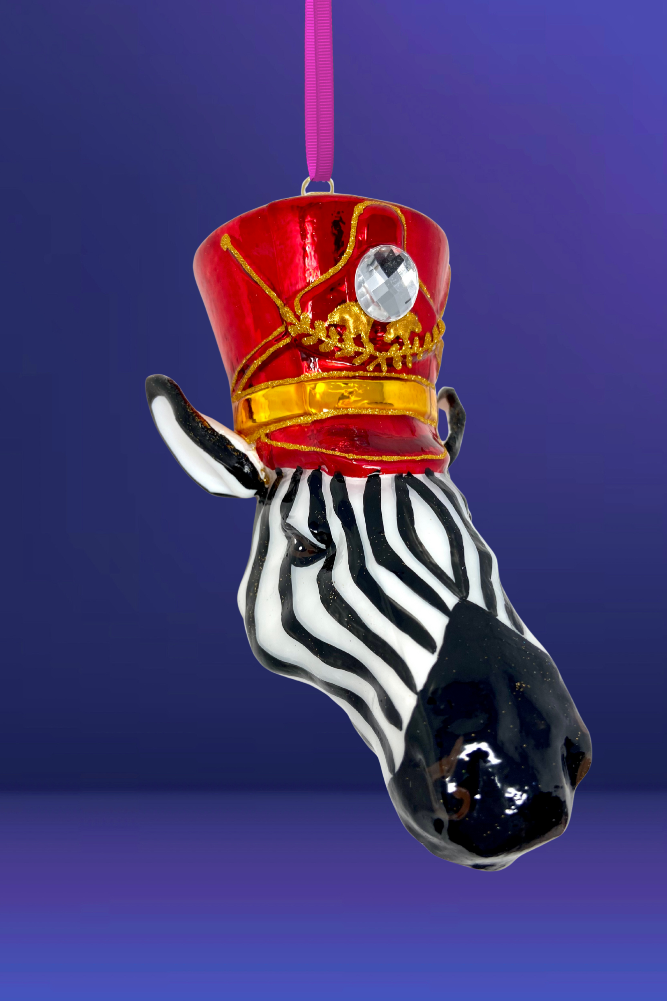 KRG Zebra Head Polish Glass Ornament