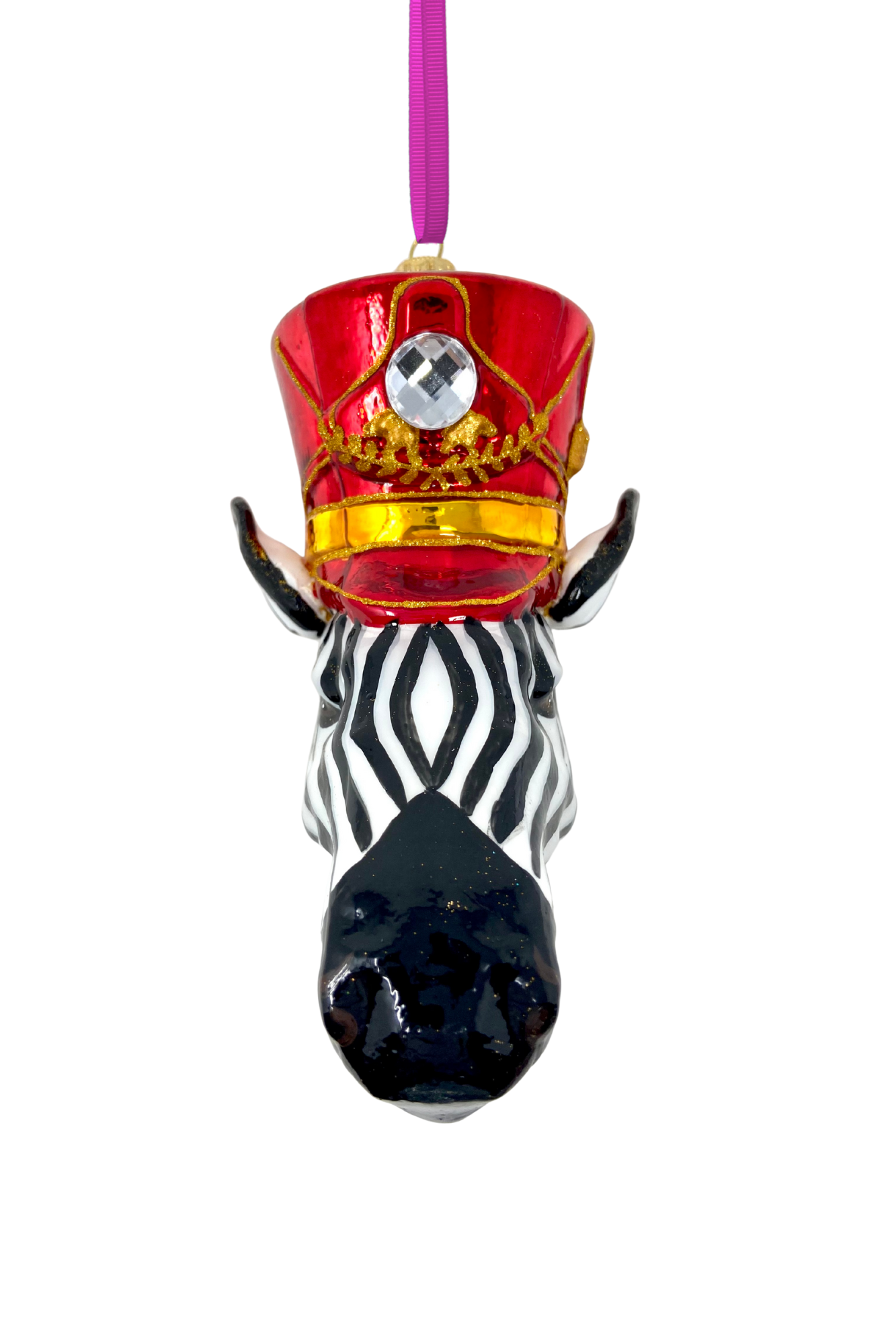 KRG Zebra Head Polish Glass Ornament