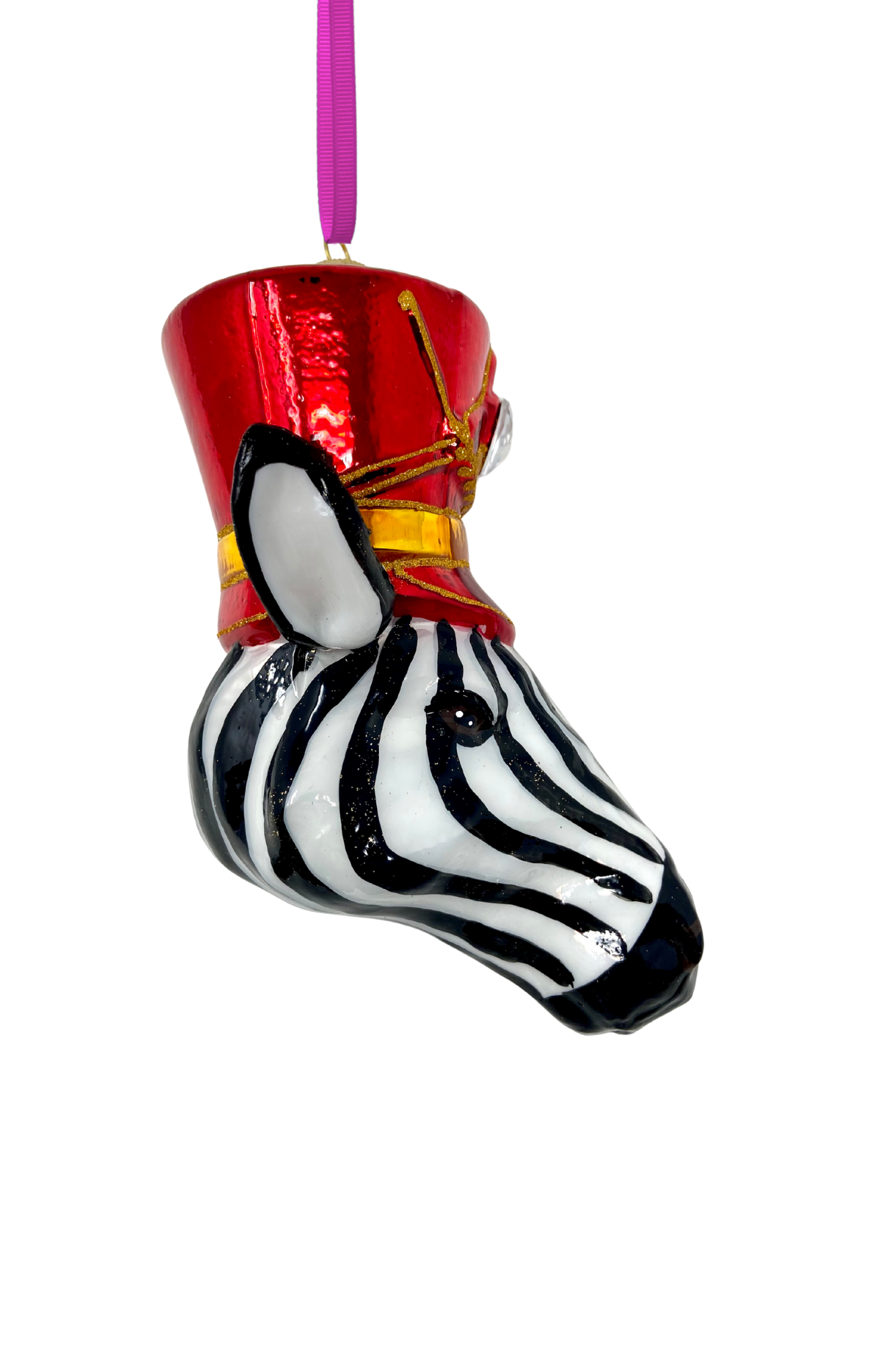 KRG Zebra Head Polish Glass Ornament