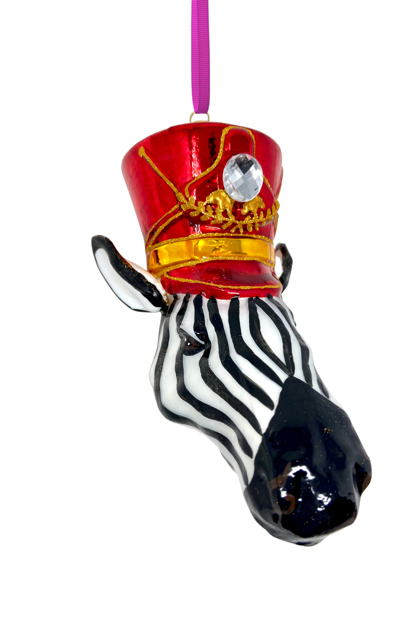 KRG Zebra Head Polish Glass Ornament