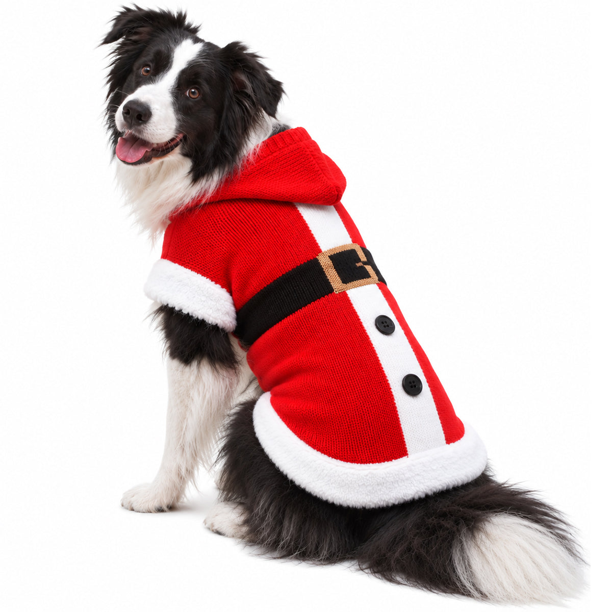Santa Hooded Sweater with Soft Fur Trims