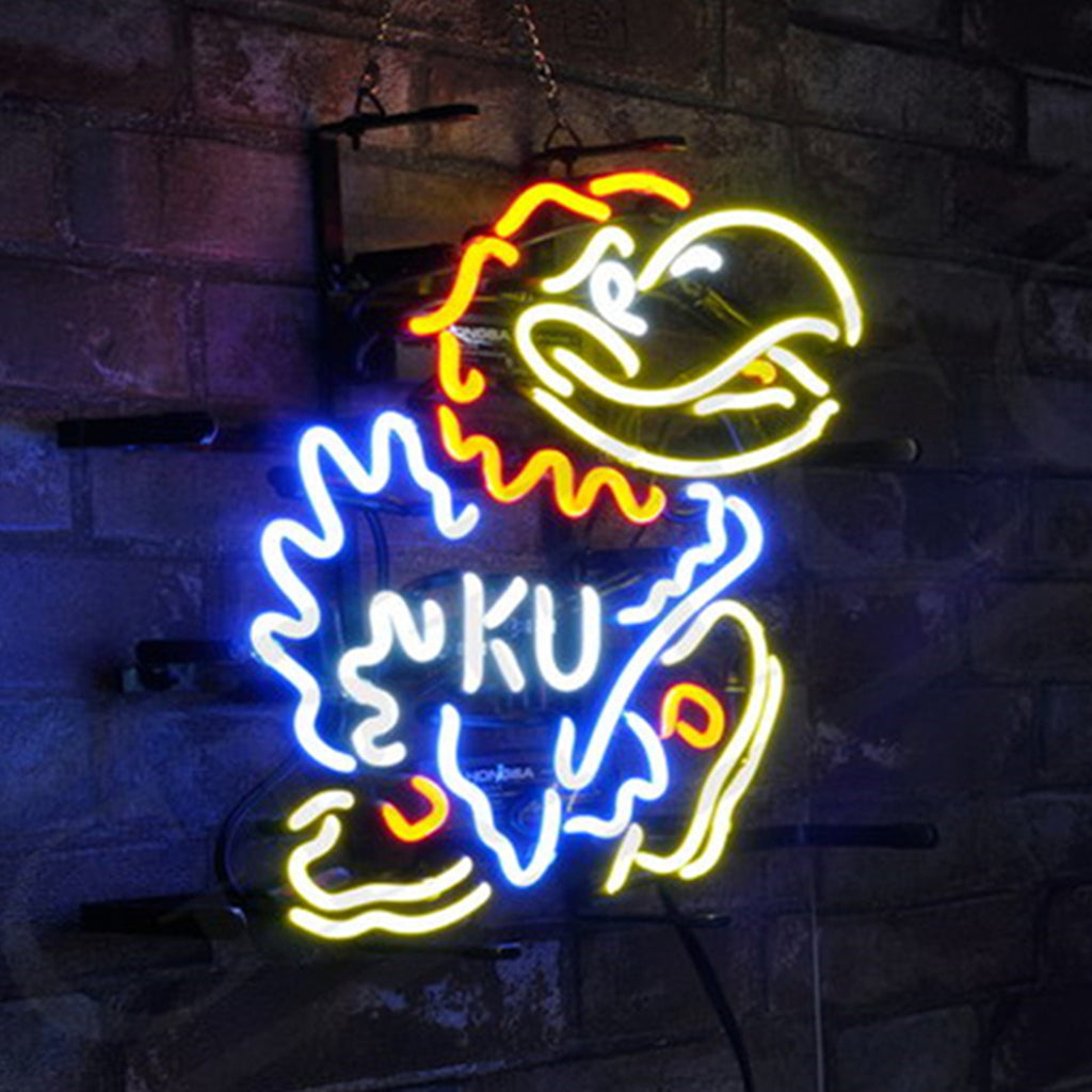 Kansas Jayhawks Logo Real Glass Neon Sign