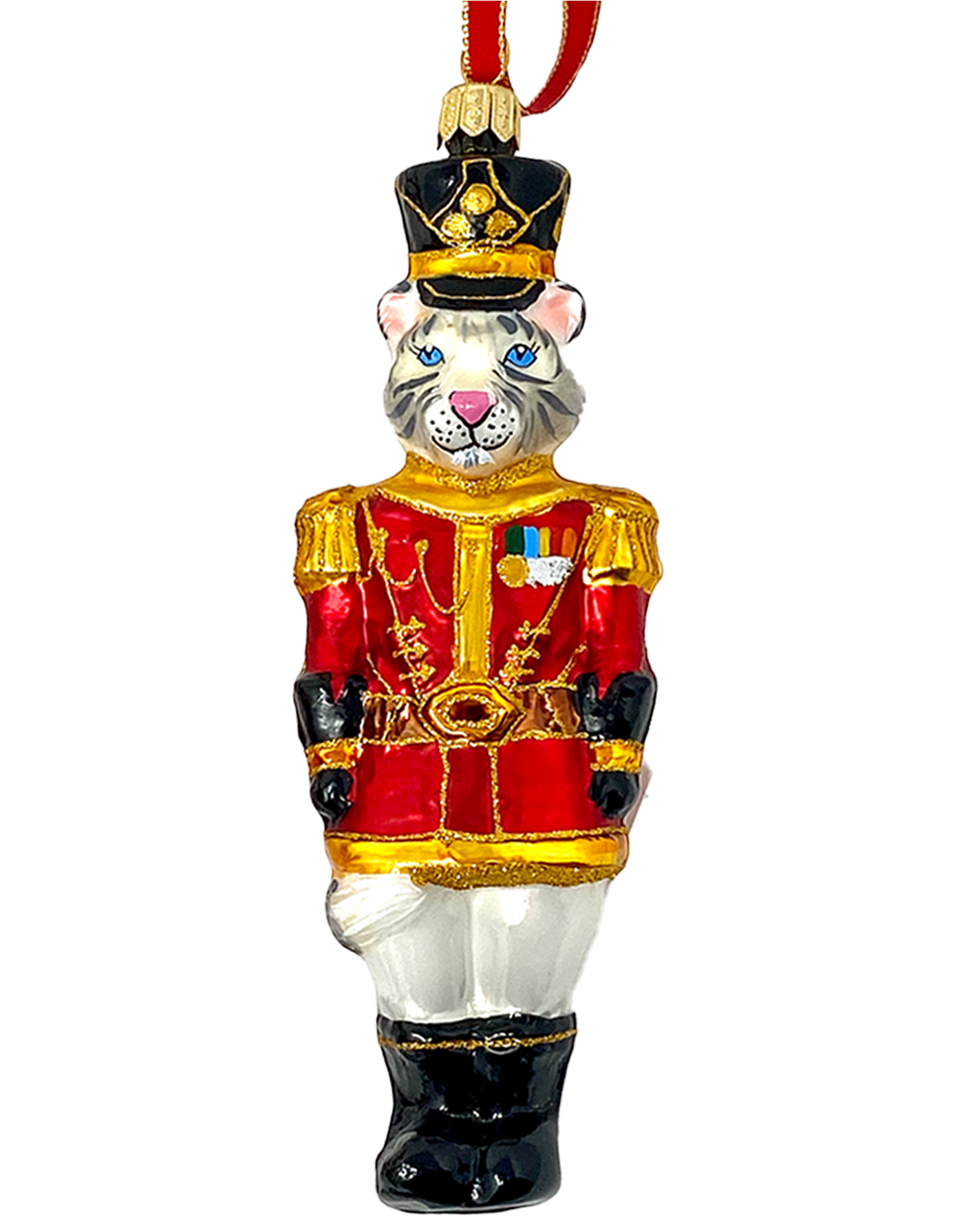 KRG White Tiger Body Polish Glass Ornament