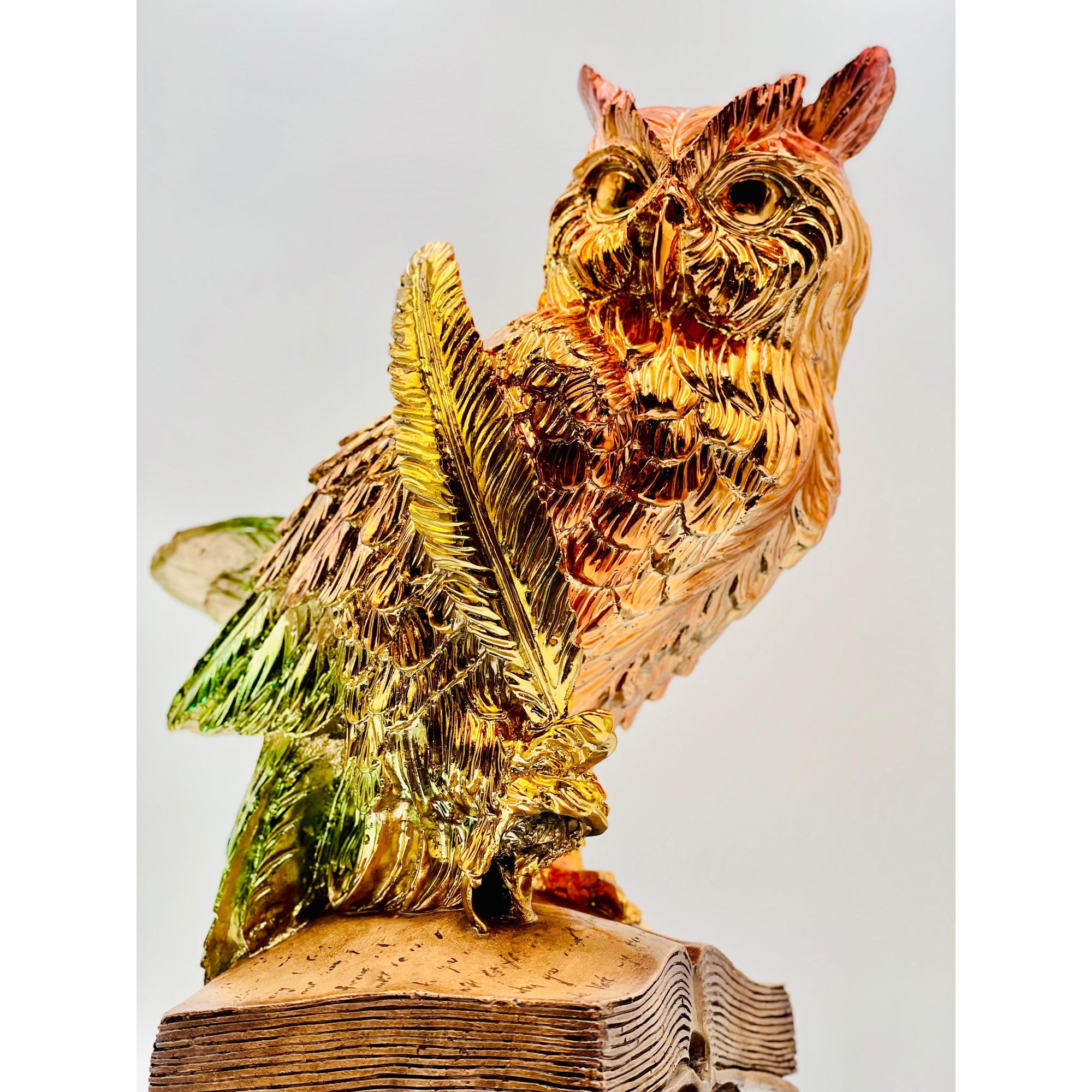 And Iconic Wise Owl Sculpture Chrome Ombre Design