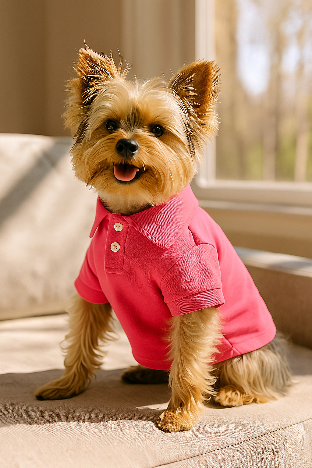 Parisian Pet Polo Dog & Cat Shirt  Comfortable Cotton, Trendy Summer Apparel  Pink-Valentines Day