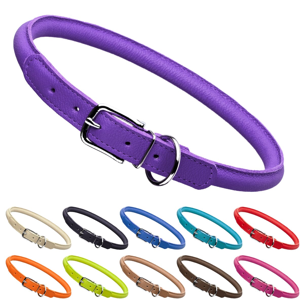 Dogline Soft Leather Round Dog Collar