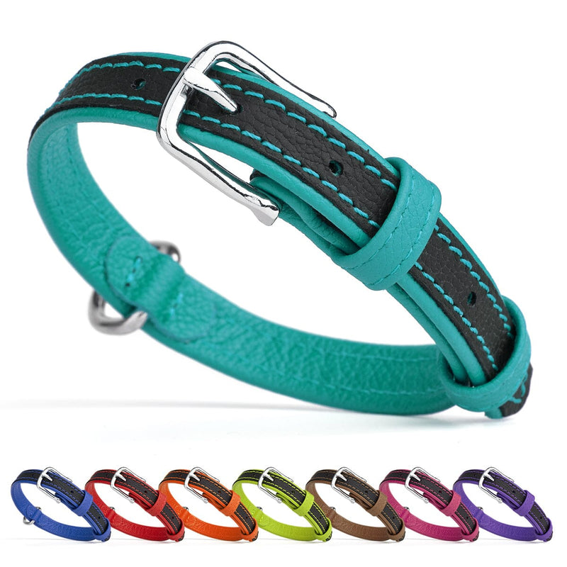 Dogline Soft Leather Dual-Color Flat Dog Collar