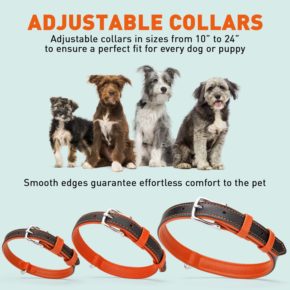 Dogline Soft Leather Dual-Color Flat Dog Collar