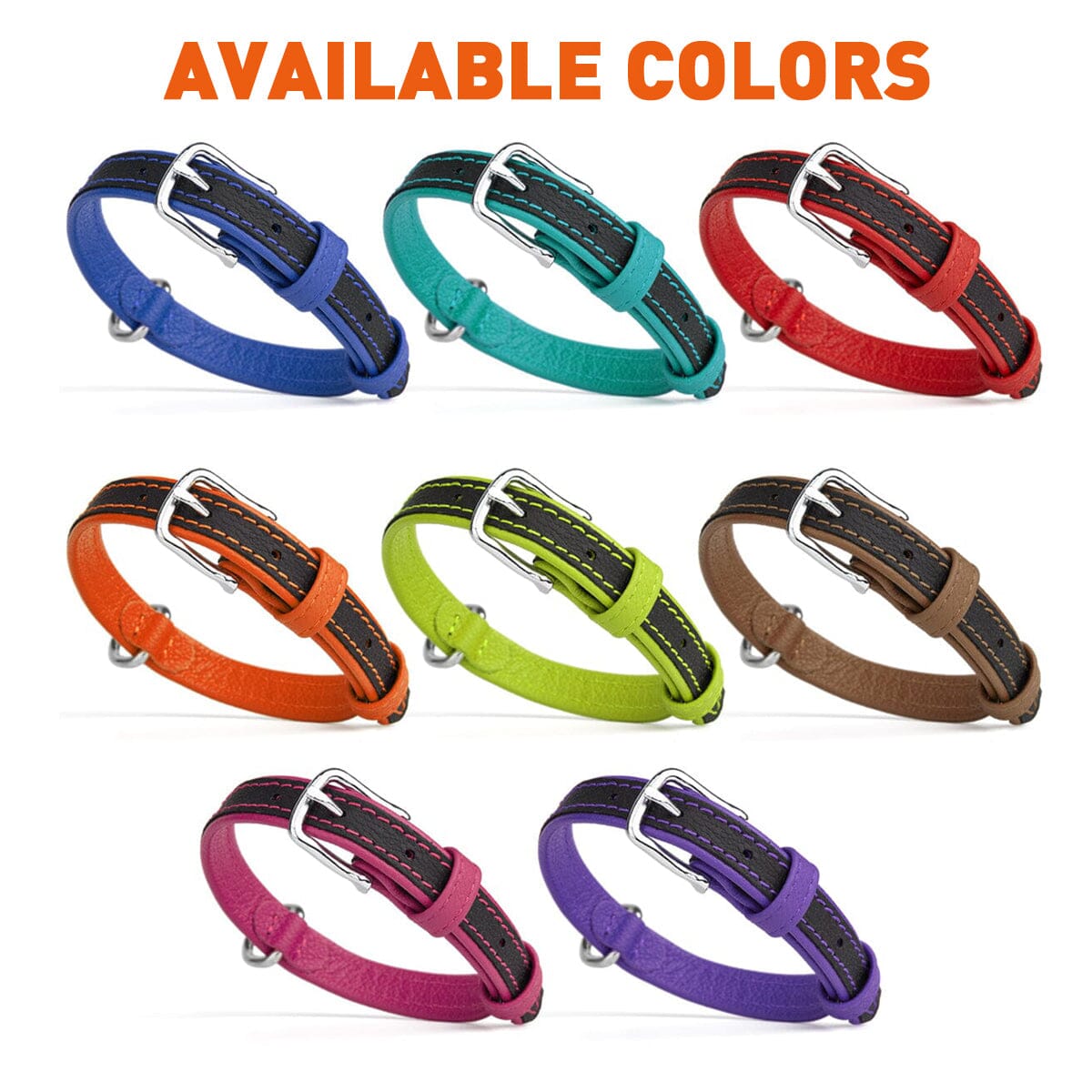 Dogline Soft Leather Dual-Color Flat Dog Collar